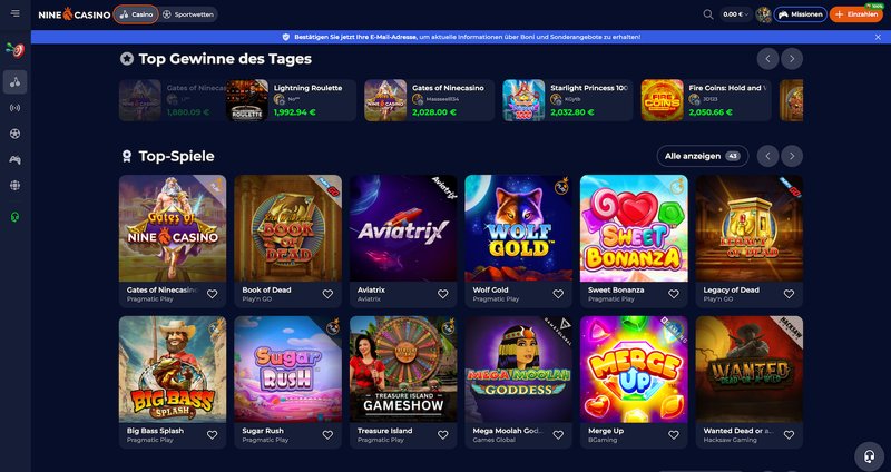 Présentation de nine casino online